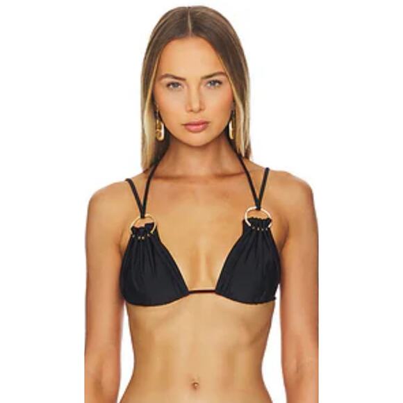 Cult Gaia Women's GoldaTriangle Bikini Swim Swimsuit L Black Gold NWT - Picture 2 of 7